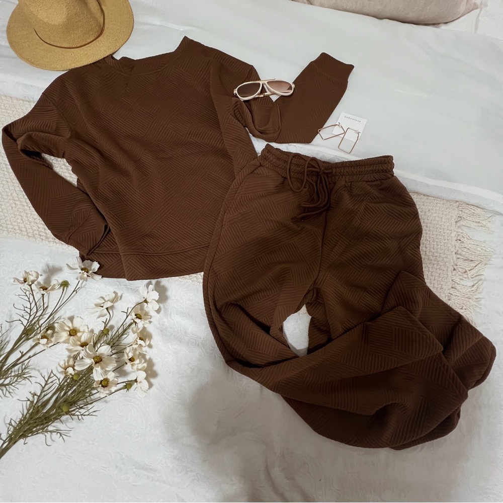 Brown Textured Slouchy Set